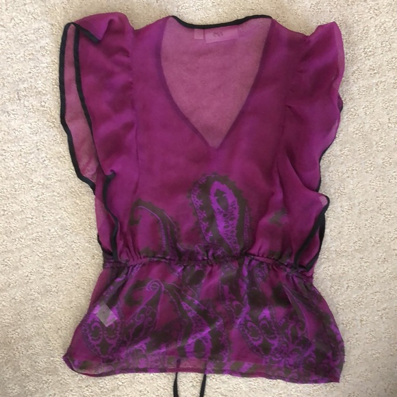 Kenar | Purple sheer paisley blouse top - Picture 8 of 12